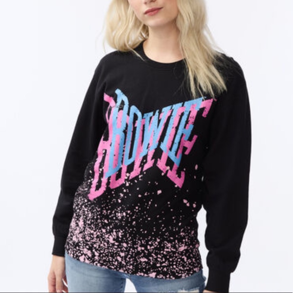 Aeropostale Bowie Splatter Oversized Crew Sweatshirt black pink XXL